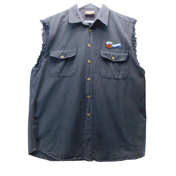 Vintage Harley Davidson Cut Off Sleeve Jean Shirt Biketoberfest 2002 XL - Picture 4 of 11